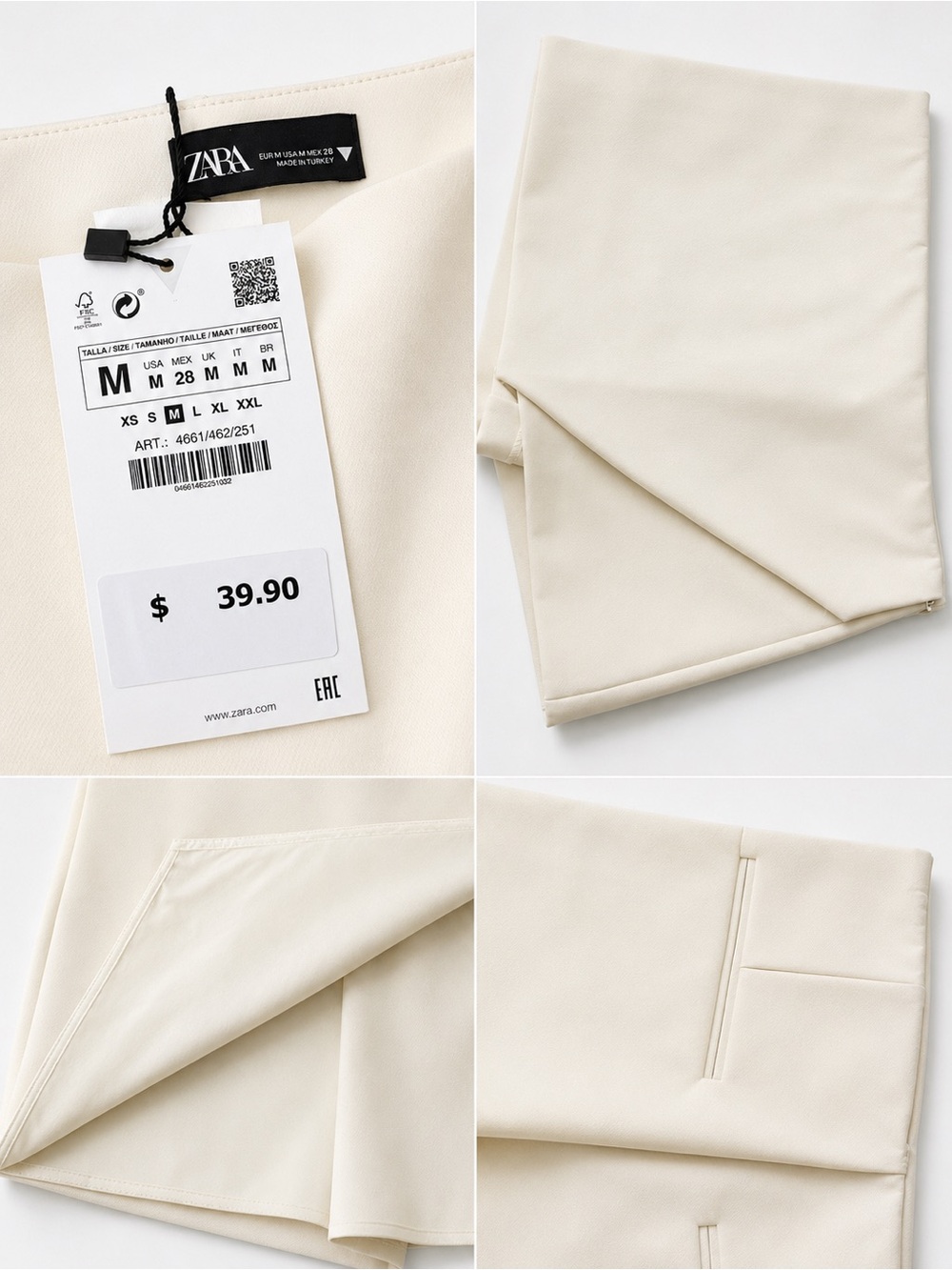 ZARA Off-White Tailored Pencil Skirt